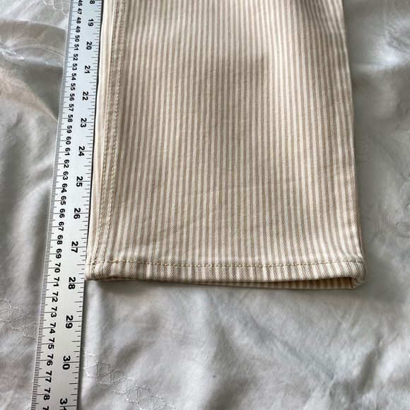 Old Navy Women's Beige Striped Extra High Rise Cotton Pants Size 10 Straight Leg - Picture 13 of 16